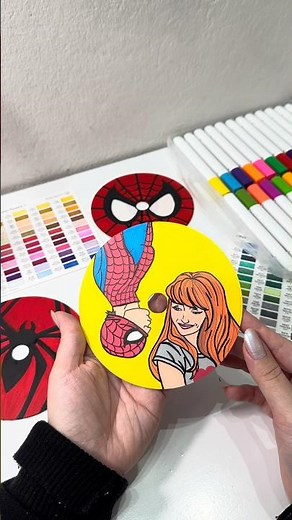 ❤️ Drawing MARY JANE WATSON on a CD! DIY | Spider-Man Marvel Fan Art with Acrylic Markers
