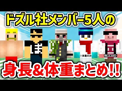 ✂️ ドズル社メンバー５人の身長&体重まとめ5連発！！【ドズル社/切り抜き】