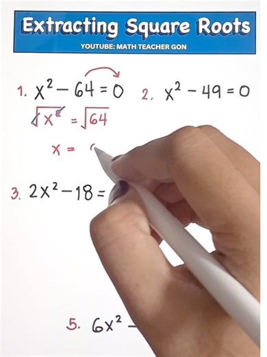 422K views · 10K reactions | Solving Quadratic Equations by Extracting Square Roots ‼️ #teachergon #math #mathreview #squareroots #learnwithteachergon #CSE2022 #MathTutor #Mathematics #mathteachergon #algebra | Ako si Teacher Gon | Facebook