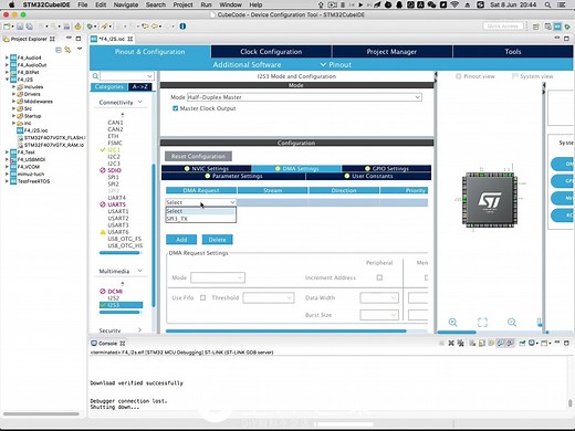 STM32F4 Discovery I2S 音频输出(单声道 正弦波 三角波)