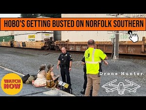 Norfolk Southern Freight Train Hobos riding the rails - Stopped by Police - Lewistown, PA