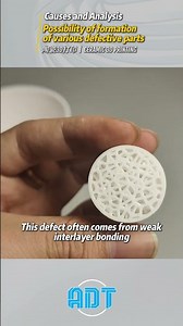 Possible causes of defects in 3D printed ceramic parts.