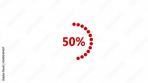 Progress bar animation, loading buffer progress bar, and percentage loading on a white background. Load status indicator from 100 to 0% percent.