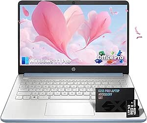 HP 14 Inch Student Business Laptop - Intel N150 Processor, 32GB RAM, 384GB Storage(128GB UFS+256GB MSD), Ultra Light Laptop, Windows 11 Pro, Copilot AI, w/Accessories Kit, Sky Blue