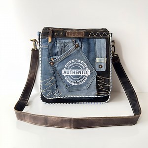 Urban Style Upcycled Denim Crossbody Bag | Eco-friendly Unisex Messenger Bag - Etsy
