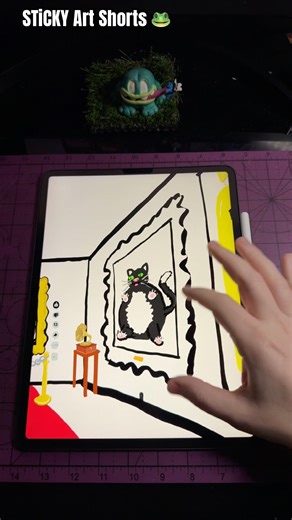 The Famous “Phat Babbi Cat” drawing in Zoom Art Gallery#art #cats #zoom #shortsfeed