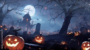 halloween night scary animation looping video animated background
