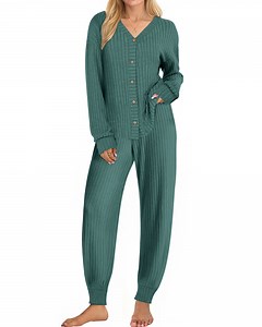 UVN Pajamas Sets for Women Long Sleeve Button Down Tops and Pants 2 Piece Outfit Fall Sleepwear Pjs Lounge Sets with Pockets