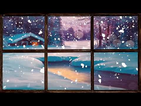 Christmas Music. Virtual Winter Window Snow Scene 1 of 3 (Living Wallpaper with Festive music)