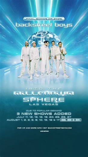 FINAL 2025 SHOWS ON SALE NOW! Get your tickets to our Into the Millennium residency at Sphere this July and August! Can’t wait to get the party started 😎 sphere.backstreetboys.com | Nick Carter