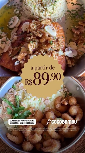 Mais sabor, mais vantagens e ofertas que dão água na boca! 🍤💛 O Coco Bambu preparou um Menu de Ofertas especial com mais de 20 PRATOS selecionados e descontos de até 50% OFF 🤯🔥 É a oportunidade perfeita para saborear seus favoritos, descobrir novos pratos do cardápio e aproveitar experiências incríveis por um valor ainda melhor. *Consulte disponibilidade na unidade de sua preferência *Ofertas válidas por tempo indeterminado, exclusivamente para consumo no salão do restaurante - exceto datas 