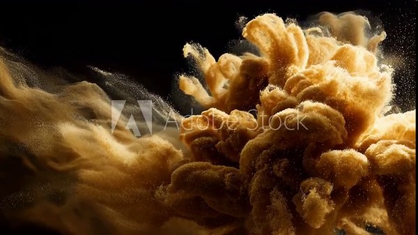 Close-up of sand particles being lifted and blown into the air by the wind, creating a dynamic, swirling effect.