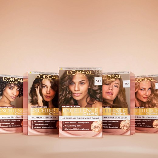 Try Our No Ammonia Triple Care Routine. NEW Excellence Nudes by L’Oréal Paris is Permanent Colour that Cares for Your Scalp & Hair, Leaving it up to 7x More Nourished. | L'Oréal Paris