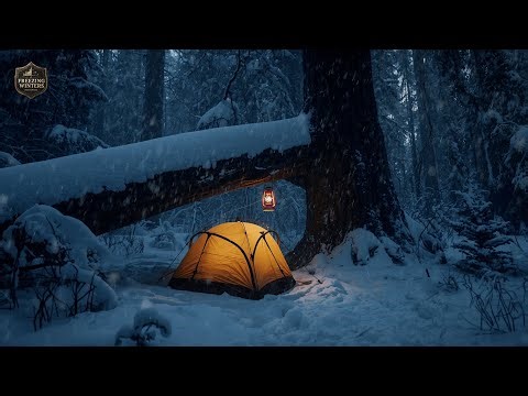 Forest Blizzard Ambience ┇ Cozy Tent Camping in Heavy Snow for Sleep, Relax & Stress Relief