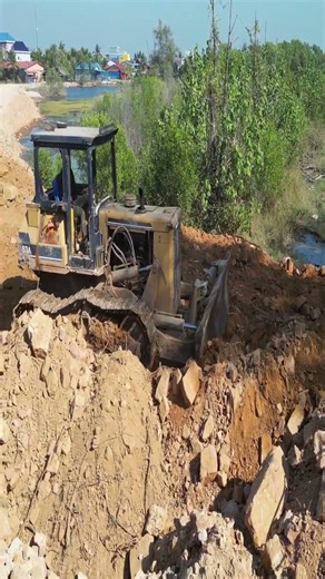 EP.296 Strong Komatsu D53P Dozer Pushing Stone Building New Road #pnmachines