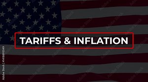 Tariffs Inflation, Revenue Tariffs, Tariffs News Title Animation with US flag background