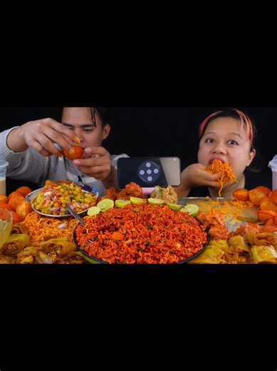 Street Food Mukbang Challenge with my Brother 🤣 #mukbangpari #mukbang #eatingshow #mukbangchallenge