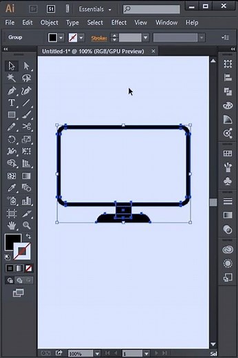 Led Tv Icon Design in Adobe Illustrator #shorts #icondesign