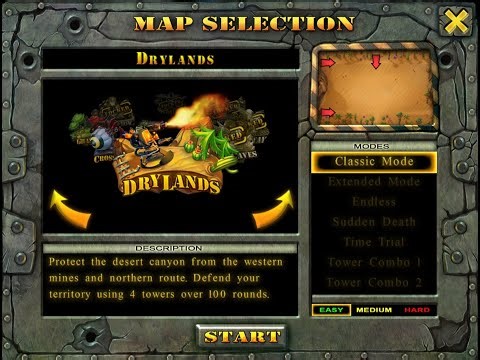 Fieldrunners Walkthrough #3 - Drylands (Classic Easy)