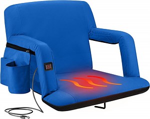 Alpcour X-Wide Heated Reclining Stadium Seat - Extra Thick Waterproof Chair with Wide Back Support - Royal Blue