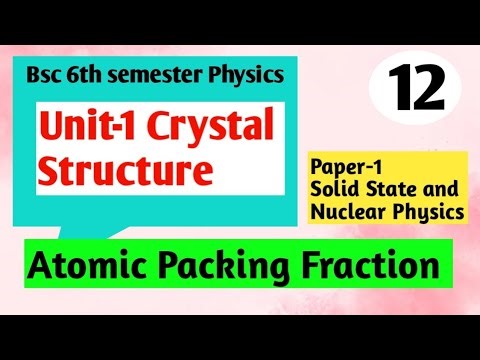 L12 | Atomic packing fraction | Bsc 6th semester physics | Unit1 | Solid State and Nuclear Physics