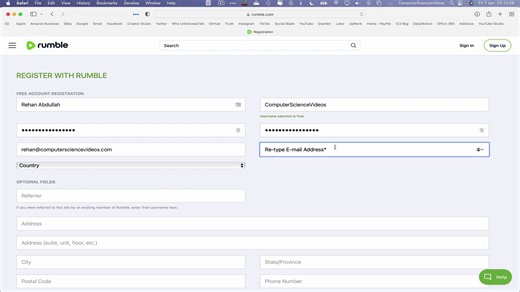 How to CREATE & Register an Account for Rumble On a Mac Computer - Basic Tutorial | New