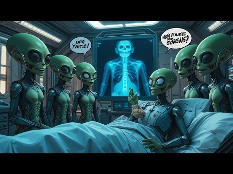 Aliens Stunned by X-Ray, Human Calmly Explains: “Just Plates and Screws”