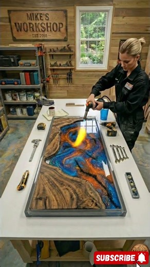 Would You Put This Blue & Copper Epoxy Countertop in Your Kitchen? 😱👇