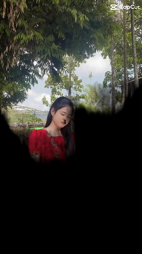 Floral Red Dress Styled in a Serene Outdoor Setting