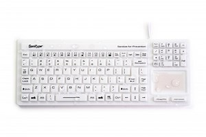 ''Touchpad Plus'' Hygienic Rigid Silicone Washable Keyboard (USB) (White) | KBSTRC106T-W by SaniType Sanitary and Hygienic Typing from WetKeys Washable and Waterproof Keyboards