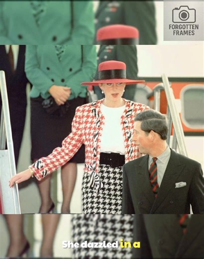 💫 Princess Diana arriving in Toronto, 1991 — stunning in her bold red, white & black Moschino suit and Philip Somerville hat. Royal style that still inspires fashion lovers around the world! 👑✨ #fyp #explorepage #fblifestyle | Forgotten Frames