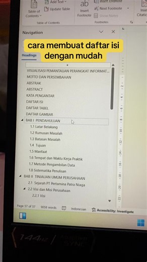 Cara Membuat Daftar Isi di Microsoft Word