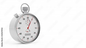 Vintage stopwatch loop real time on white screen. with animated arrows. Arrows rotates from 0 to 30 seconds.