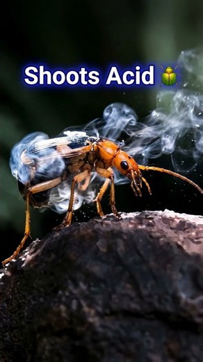 "Bombardier Beetle: Shooting Acid🪲😱 #biology #chemistry #beetlesgelpolish #insects #viralshorts