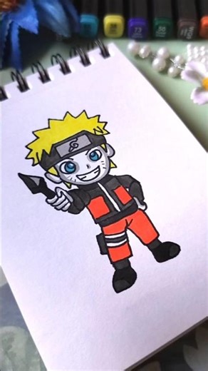 Chibi Naruto Uzumaki Cute Anime Drawing 🍥 | Naruto Kawaii Art with Easy Coloring for Kids & Beginner