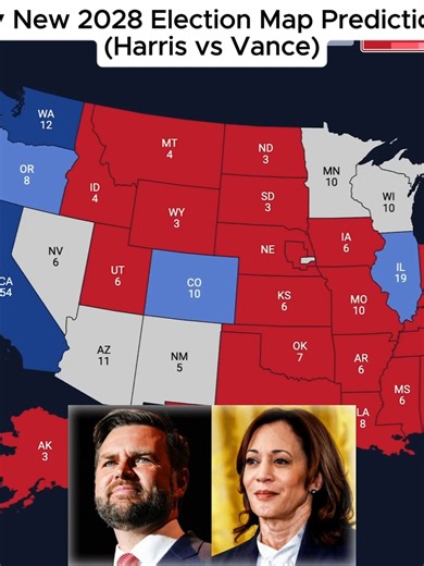 My New 2028 Election Map Prediction (Harris vs Vance) part2#2028 #prediction #news