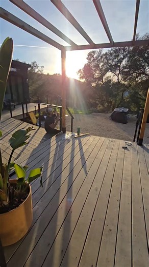 Tiny House Basics Custom Trailer Foundations on Instagram: "Deck railing and safety of visitors incoming"