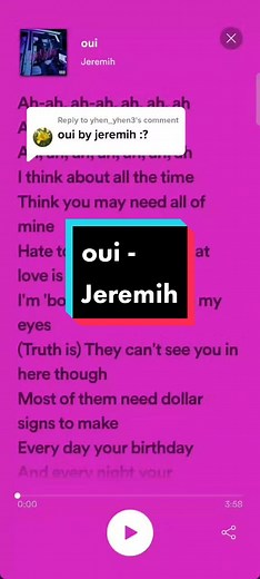 Reply to @yhen_yhen3 oui - Jeremih [full lyrics] #oui #jeremih (request any songs!)