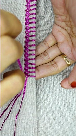 Simple hand embroidery border stitch #embroidery #loopstitch #sewing #beginnersstitch #crochet #diyn