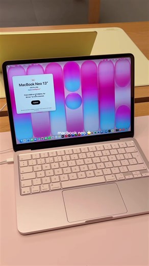 what are your thoughts? the pink neo is so cute 🧸 #macbook #apple #macbookneo #pinkmacbook #macbooktips