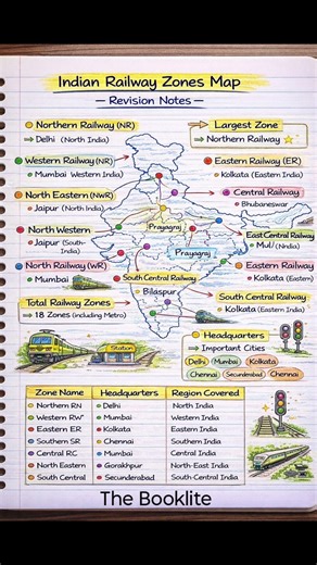 Indian Railway Zones Map 🇮🇳 | Complete Revision in 30 Sec | GK Shorts | The Booklite | #shorts