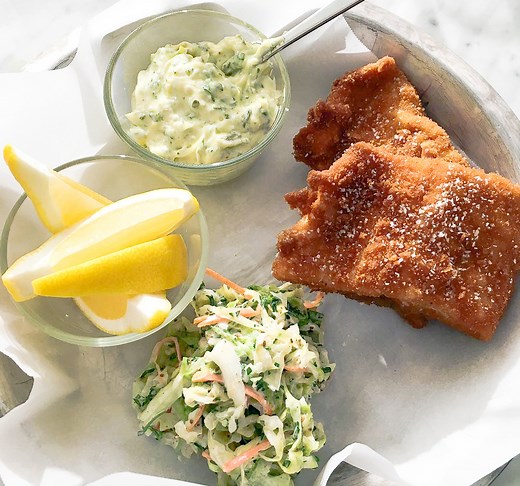 Fried Whitefish with Classic Coleslaw - Andrew Zimmern