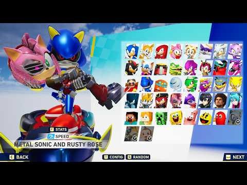 Metal Sonic is Holding Rusty Rose his hands in Sonic Racing Crossworlds!