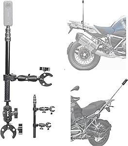 Fotoleey Camera Motorcycle Mount Kit for Insta360 X5 /X4/X3/Ace Pro, Compatible with GoPro Max 2, Hero 13/12/11, with Extension Rod