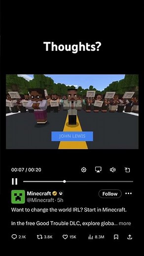 Day 1 - Minecraft DLC called “Lessons in Good Trouble” trailer