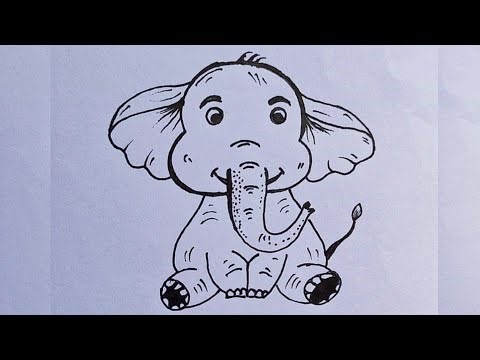 How To Draw A Baby Elephant || Easy Simple Step By Step Drawing