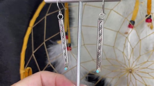 NAVAJO Native American HANDMADE Sterling Silver Kingman Turquoise Long Bar Earrings Minimalist Design Authentic Handmade Navajo Earrings - Etsy