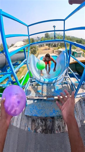 Bella ciao parkour balloon challenge waterslide pov