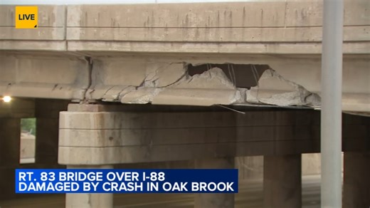 I-88 ramp closed after semi-truck crash damages bridge in Oak Brook