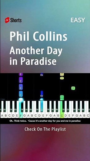 Phil Collins - Another Day in Paradise - EASY Piano TUTORIAL by Piano Fun Play #shorts